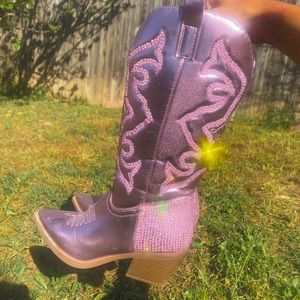 Pink bejeweled cowboy boots